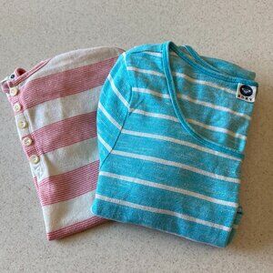 Roxy  Bundle of Two Tops Women Size Medium Striped Pink/Striped Teal EUC
